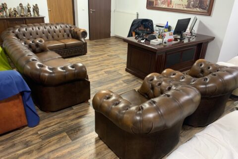 SOUPRAVA CHESTERFIELD – KŮŽE 3+1 č.13065 –  LZE JEDNOTLIVĚ